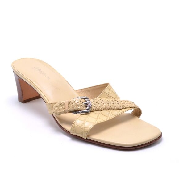 BRIGHTON Tatum Women 9M Leather Square Toe Slide Shoe Buckle Rhinestone Detail - Picture 3 of 11